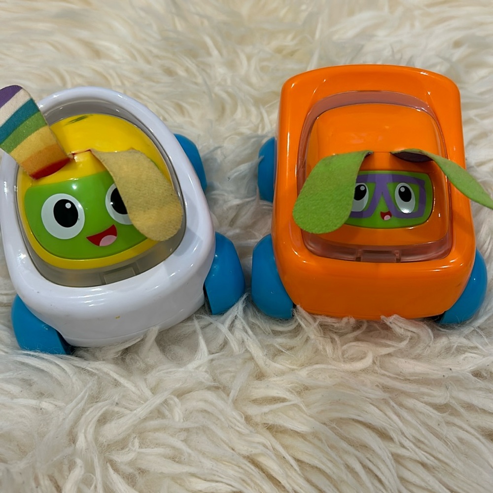 Fisher-Price Baby Toy Cars with Sound in White & Orange